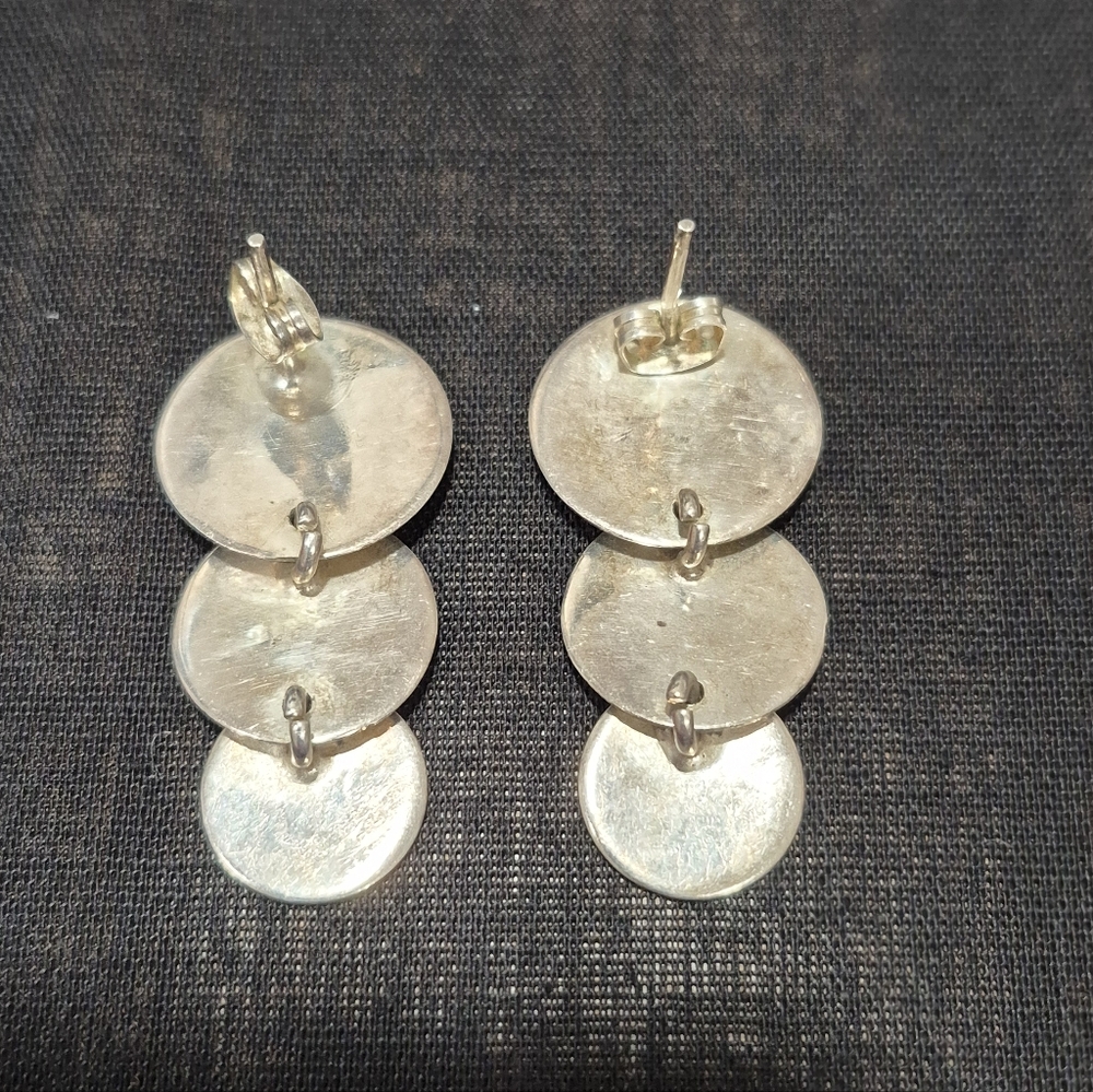Unique Silver Circle Drop Earrings - image 4